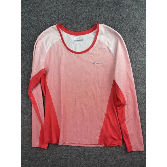 Columbia Shirt Womens Large Pink Red Long Sleeve Omni-Shade UPF Hiking Outdoor - Picture 1 of 7